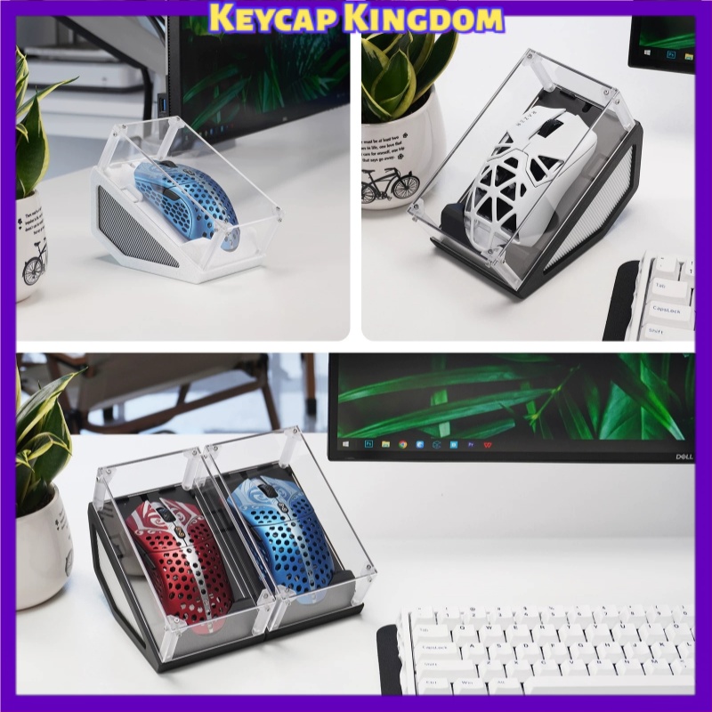 Gaming Accessories To 3D Print - ฝาครอบกันฝุ่นอะคริลิกใสแบบพิมพ์ 3 มิติ และแท่นวางโชว์เมาส์ อุปกรณ์เสริมสำหรับเมาส์เกมมิ่ง ตกแต่งโต๊ะทำงานสำหรับการตั้งค่าพีซี