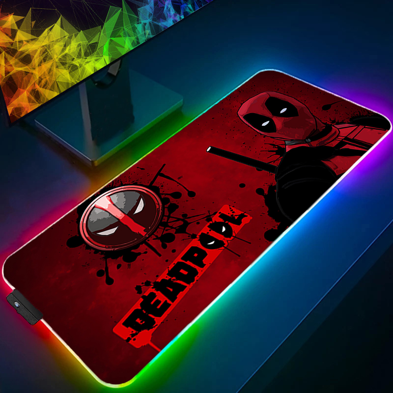 Gaming Accessories Cheap - แผ่นรองเมาส์ LED สำหรับเล่นเกม พร้อมไฟแบ็คไลท์ ขอบล็อค ลายอนิเมะ