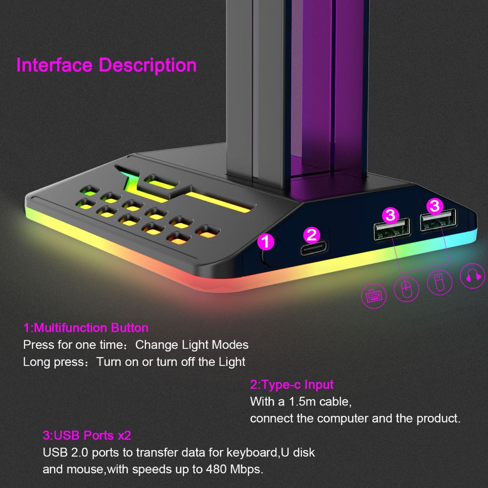 ขาตั้งหูฟัง RGB สำหรับเดสก์ท็อ - Headset Stand Rgb บทวิจารณ์และราคา