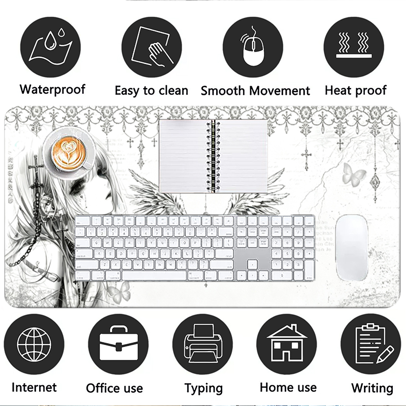 แผ่นรองเมาส์หนังสีดำสีขาวอะนิเ - Gaming Accessories Cheap บทวิจารณ์และราคา